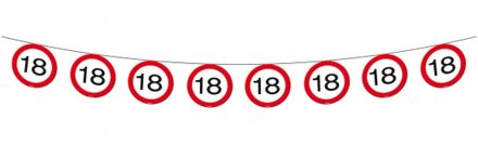 Folat 1x Vlaggenlijn versiering 18 jaar verkeersborden 10 meter