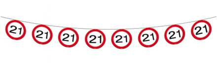 Folat 1x Vlaggenlijn versiering 21 jaar verkeersborden 10 meter
