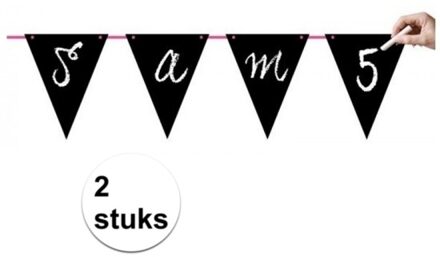 Folat 2 stuks Zwarte beschrijfbare vlaggenlijn 6 meter