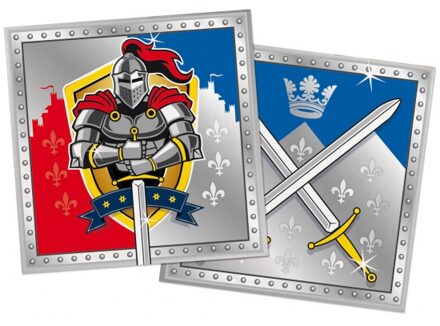 Folat 20x ridder feest servetten 33 x 33 cm kinderverjaardag - Feestservetten Multikleur