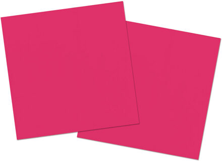 Folat 20x stuks servetten van papier fuchsia roze 33 x 33 cm - Feestservetten