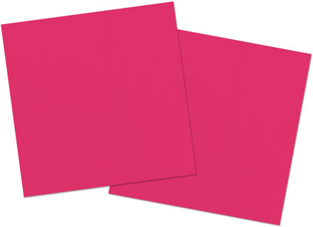 Folat 20x stuks servetten van papier fuchsia roze 33 x 33 cm