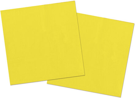 Folat 20x stuks servetten van papier geel 33 x 33 cm