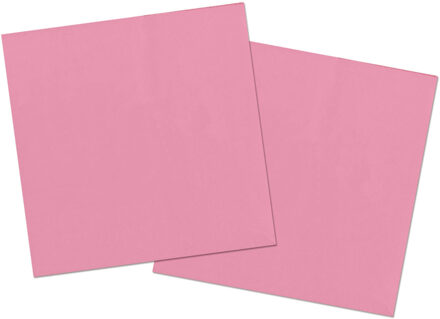 Folat 20x stuks servetten van papier roze 33 x 33 cm - Feestservetten