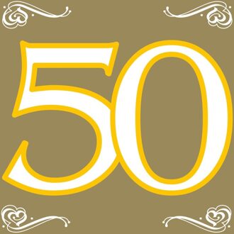 Folat 20x Vijftig/50 jaar feest servetten 33 x 33 cm verjaardag/jubileum - Feestservetten Goudkleurig