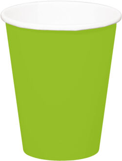 Folat 24x stuks drinkbekers van papier lichtgroen 350 ml - Feestbekertjes