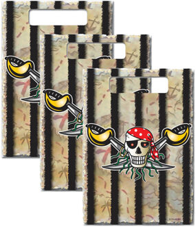 Folat 24x stuks piraten thema verjaardag feestzakjes 23 x 17 cm - Uitdeelzakjes Multikleur
