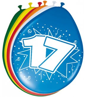 Folat 24x Stuks verjaardag ballonnen 17 jaar thema 30 cm
