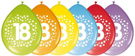 Folat 24x stuks verjaardag leeftijd party ballonnen in 18 jaar thema - Opgeblazen 29 cm - Feestartikelen/versieringen