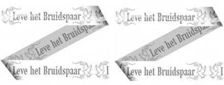 Folat 2x Bruiloft/huwelijk markeerlinten/versiering 15 meter Wit