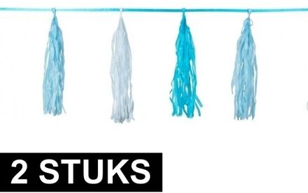 Folat 2x Geboorte slingers voor jongen Blauw