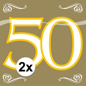 Folat 2x Gouden verjaardag servetten 50 jaar 20 stuks Goudkleurig