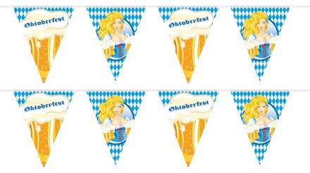 Folat 2x Oktoberfest/bierfeest vlaggenlijnen/slingers blonde dame 10 m