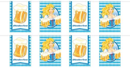 Folat 2x Oktoberfest/bierfeest vlaggenlijnen/slingers rechthoekig 10 m Multi