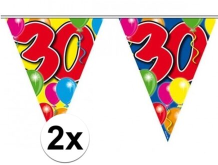 Folat 2x Slingers 30 jaar vlaggetjes 10 meter