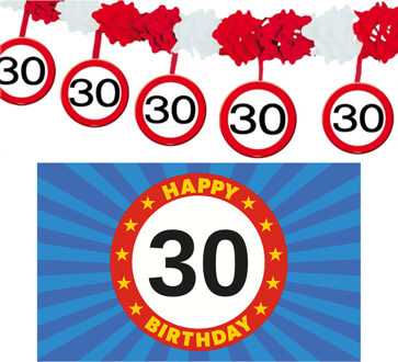 Folat 30 jaar leeftijd verjaardag slinger en vlag 150 x 90 feestversiering pakket