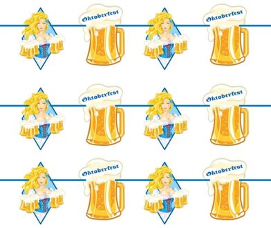 Folat 3x Beierse/Bayern print slinger met bier 10 meter feestversiering - Vlaggenlijnen Multikleur