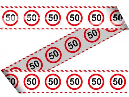 Folat 3x stuks markeerlint/Afzetlint 50 jaar versiering met stop bord