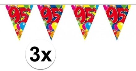 Folat 3x vlaglijn 95 jaar plastic 10 meter Multi