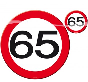 Folat 4x stuks Placemats/onderzetters 65 jaar versiering