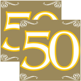 Folat 50 jaar feest tafel servetten - 20x stuks - verjaardag/jubileum - 33 x 33 cm - versiering