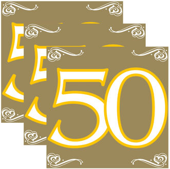Folat 50 jaar feest tafel servetten - 60x stuks - verjaardag/jubileum - 33 x 33 cm - versiering