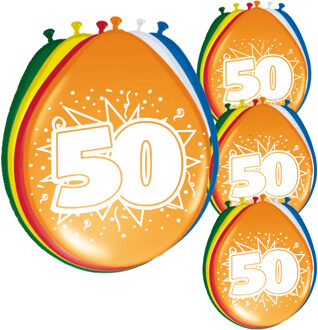 Folat 50e Verjaardag - leeftijd ballonnen - setje van 32x stuks - multi kleuren - 50 cm - versiering