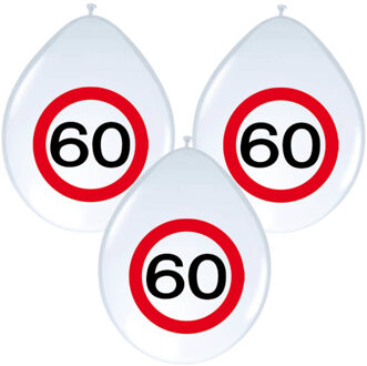Folat 60 jaar verjaardag ballonnen - 8x stuks - verkeersborden - versiering