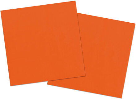 Folat 80x stuks servetten van papier oranje 33 x 33 cm