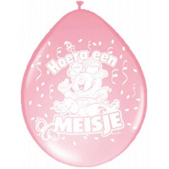 Folat 8x Ballonnen geboorte meisje baby thema Roze