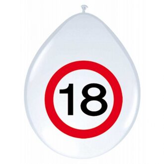 Folat 8x stuks Ballonnen stopbord 18 jaar - Ballonnen Multikleur