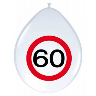 Folat 8x stuks Ballonnen stopbord 60 jaar - Ballonnen Multikleur