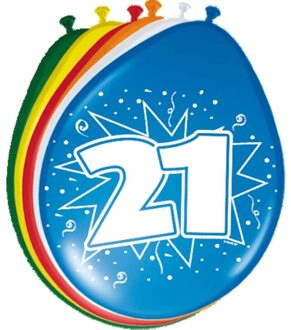 Folat 8x stuks Ballonnen versiering 21 jaar