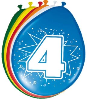 Folat 8x stuks Ballonnen versiering 4 jaar
