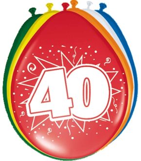 Folat 8x stuks Ballonnen versiering 40 jaar feestartikelen - Ballonnen Multikleur