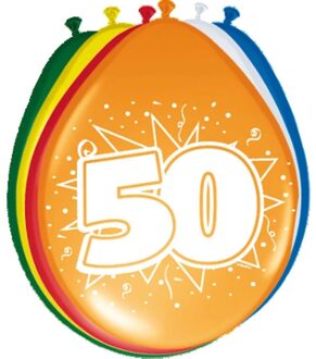 Folat 8x stuks Ballonnen versiering 50 jaar thema feestartikelen - Ballonnen Multikleur