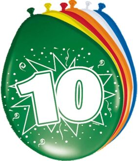 Folat 8x stuks Ballonnen versiering verjaardag 10 jaar