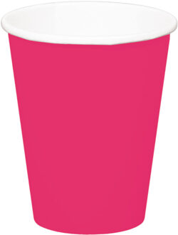 Folat 8x stuks drinkbekers van papier fuchsia roze 350 ml