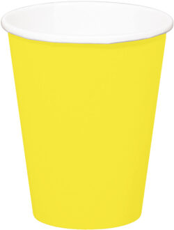 Folat 8x stuks drinkbekers van papier geel 350 ml