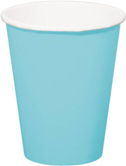 Folat 8x stuks drinkbekers van papier lichtblauw 350 ml