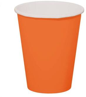 Folat 8x stuks drinkbekers van papier oranje 350 ml - Feestbekertjes