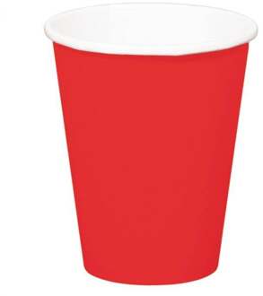 Folat 8x stuks drinkbekers van papier rood 350 ml - Feestbekertjes