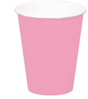 Folat 8x stuks drinkbekers van papier roze 350 ml - Feestbekertjes