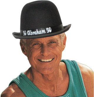 Folat Abraham bolhoed - zwart - 50 jaar verjaardag - feest hoedje voor Abraham pop