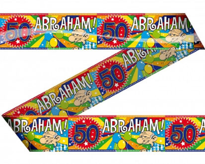 Folat Abraham markeerlint/afzetlint - 2x stuks - 50 jaar - 15 m - feestartikelen - versiering