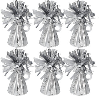 Folat Ballon gewichtjes - 6x - mat zilver - 170 gram - helium ballontrosjes