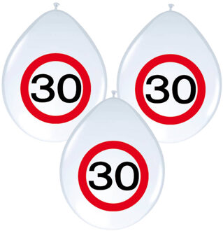 Folat Ballonnen 30 jaar - 8x - stopbord - wit - 30 cm