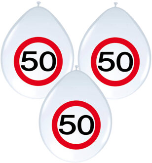 Folat Ballonnen 50 jaar - 8x - 30 cm - verkeersbord - versiering Sarah/Abraham Multi