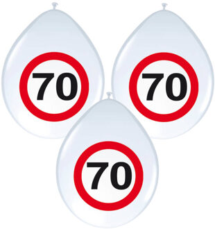 Folat Ballonnen 70 jaar - 16x stuks - verkeersbord - feestballonnen - 70e verjaardag