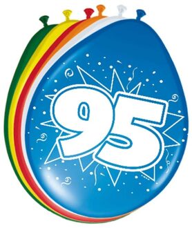 Folat Ballonnen 95 jaar feest decoratie - 8x - verjaardag versiering - kleurenmix - 30 cm Multi